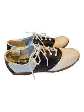 Predictions Two-Tone Saddle Oxfords in White and Black,  Sz 9